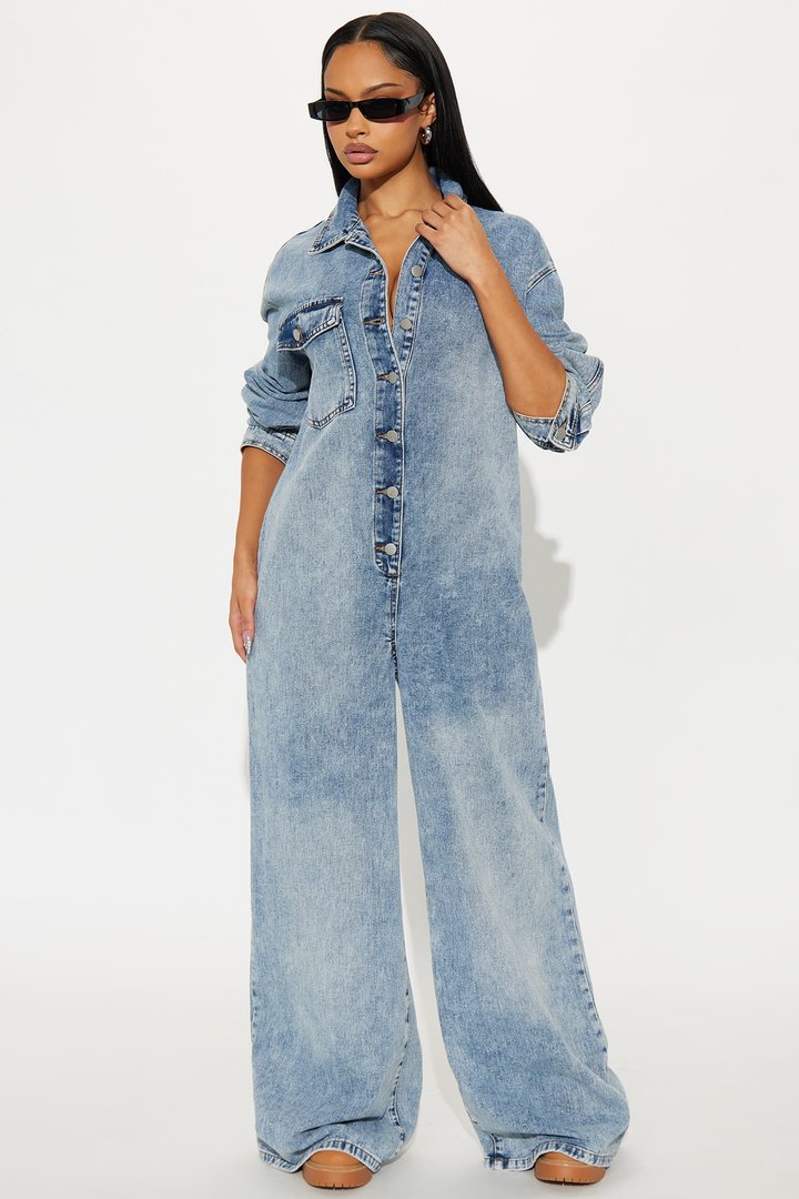Back In Time Denim Jumpsuit - Denim