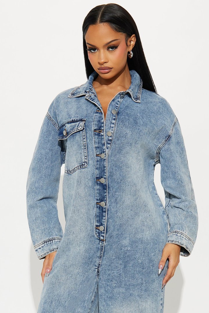Back In Time Denim Jumpsuit - Denim