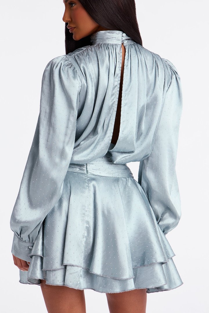 Adore You Embellished Mini Dress - Aqua