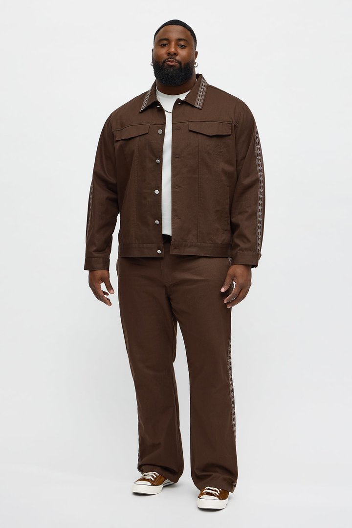 On A Loop Embroidered Stitch Trucker Jacket - Brown