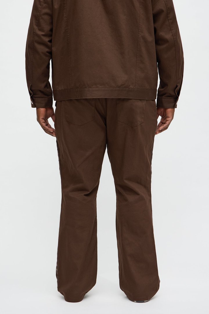 Stacked Slim Flare On A Loop Embroidered Stitch Pant - Brown