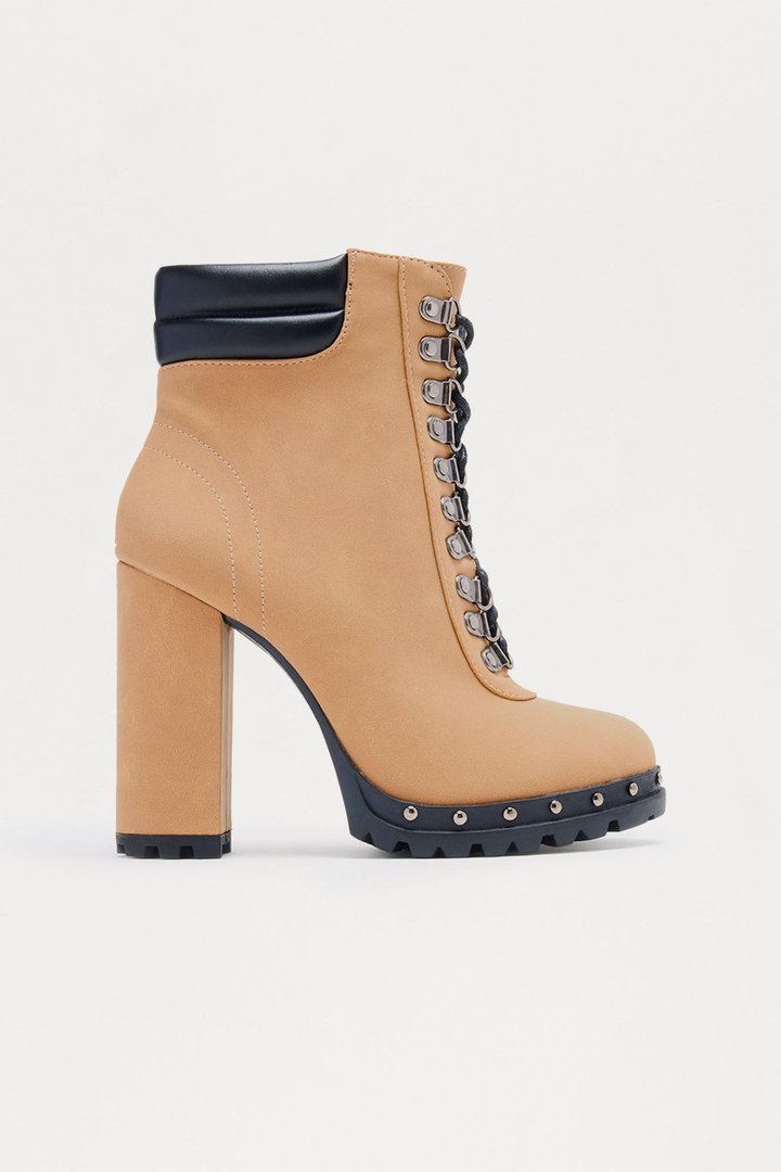 Issac Lace Up Booties - Tan