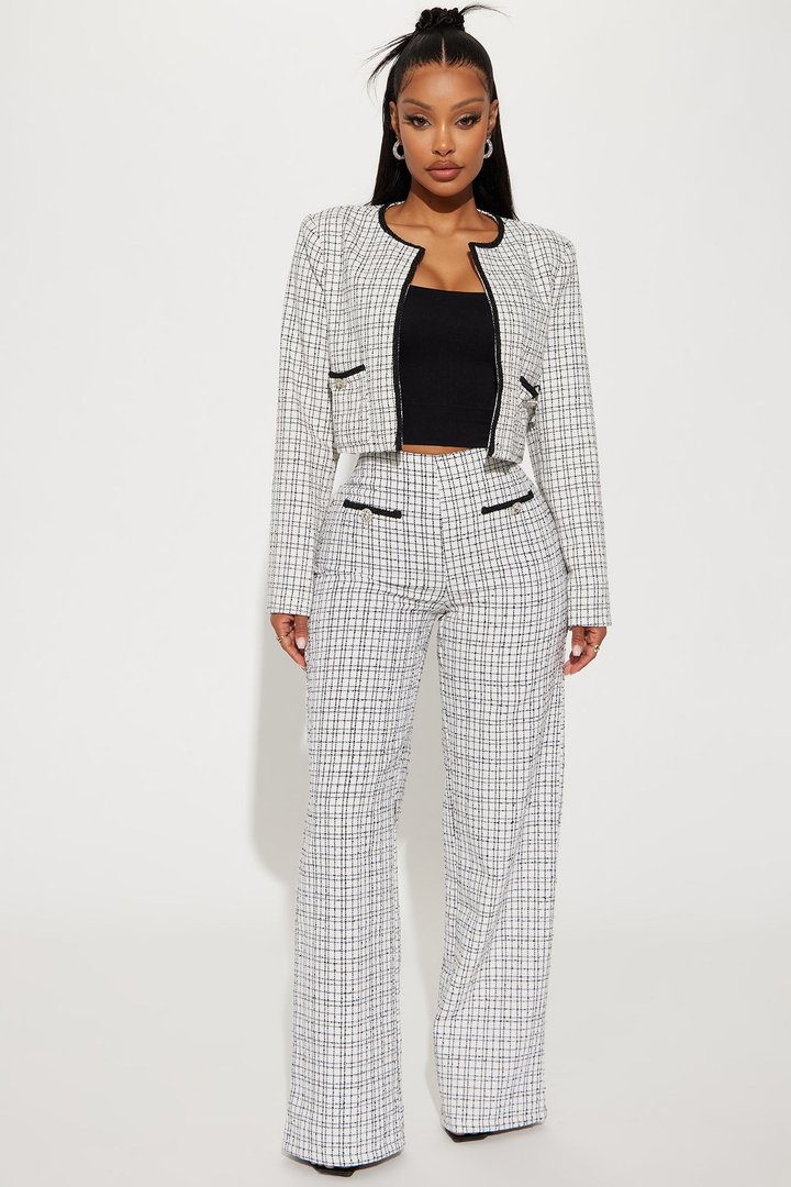 Tara Tweed Pant Set - Cream/combo