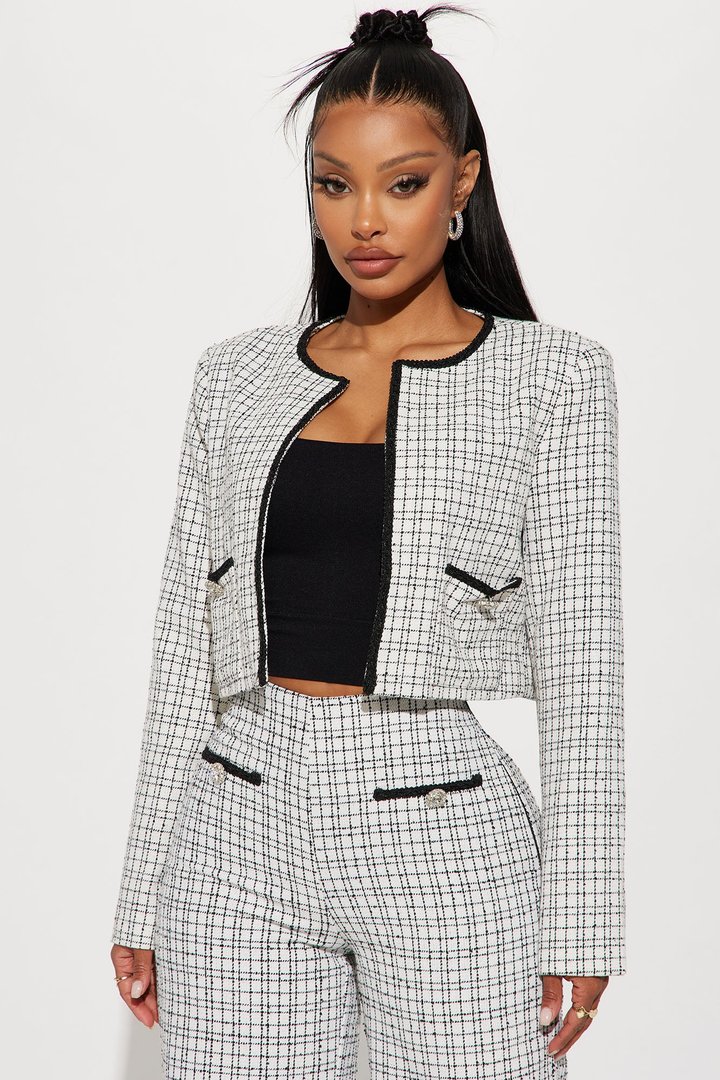 Tara Tweed Pant Set - Cream/combo