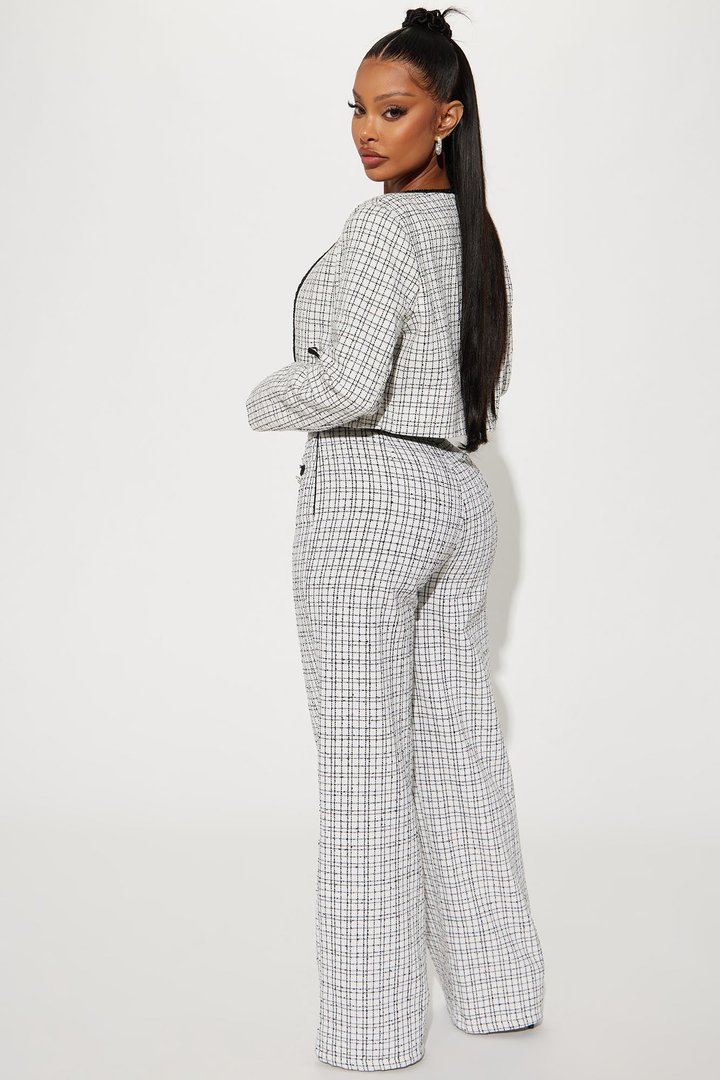 Tara Tweed Pant Set - Cream/combo