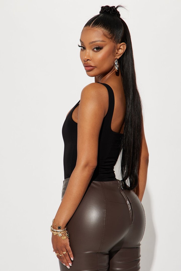 Back To Basic Double Lined Bodysuit - Black
