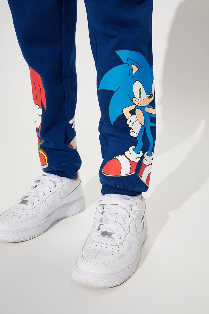 Mini Sonic Embroidered Fleece Jogger Set - Navy