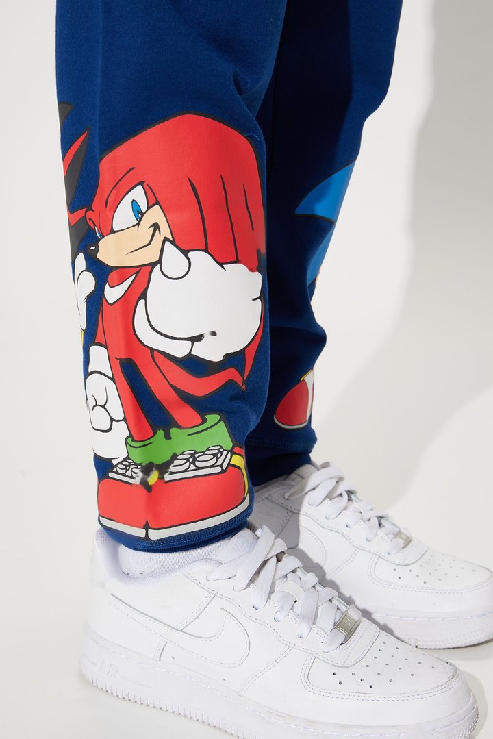Mini Sonic Embroidered Fleece Jogger Set - Navy