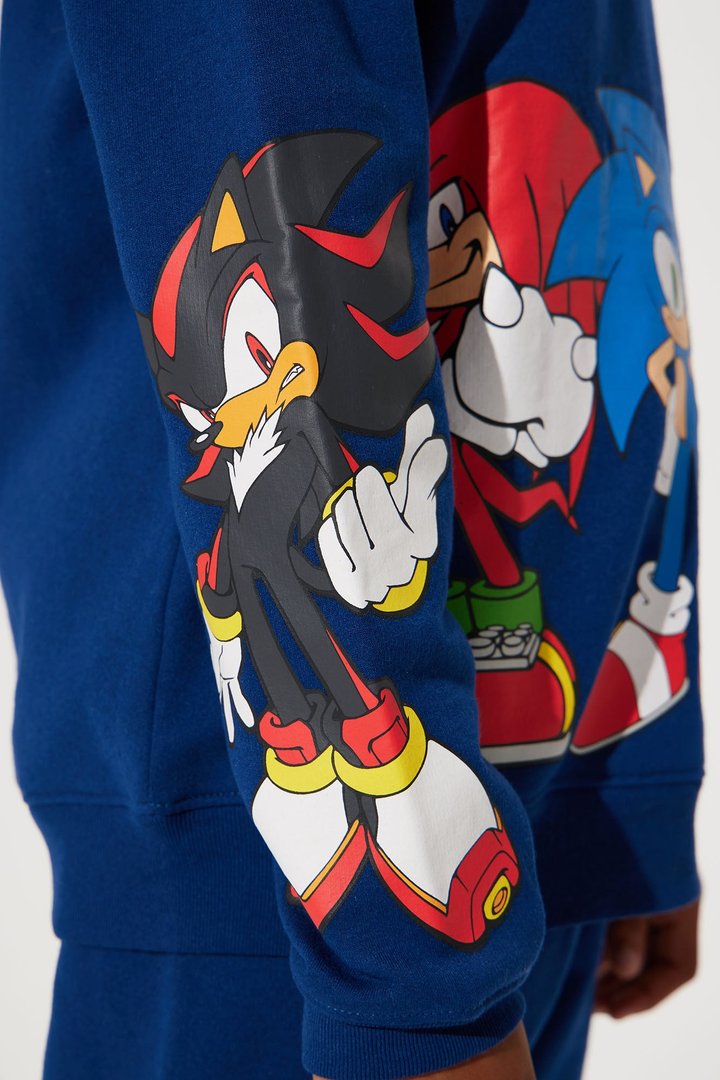 Mini Sonic Embroidered Fleece Jogger Set - Navy
