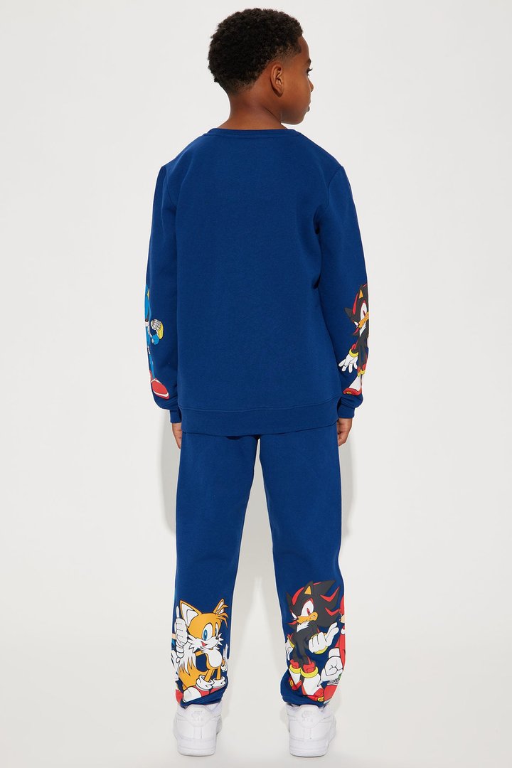 Mini Sonic Embroidered Fleece Jogger Set - Navy