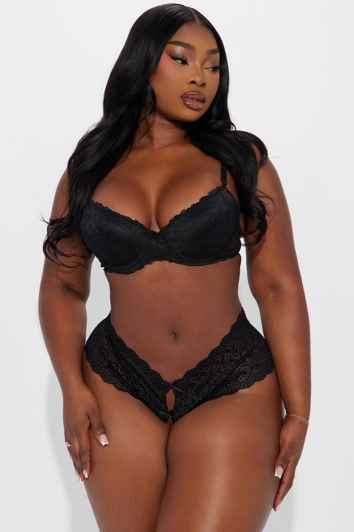 Secret Love Affair Crotchless Panty - Black