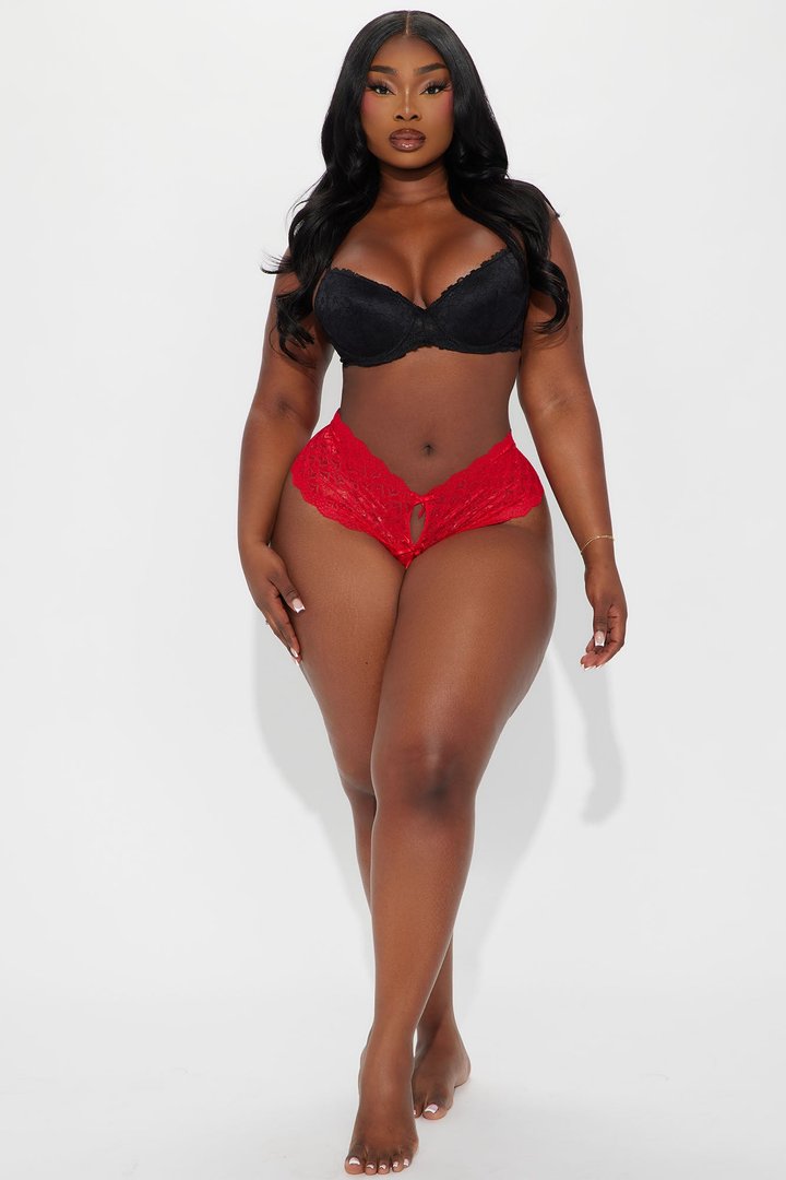 Secret Love Affair Crotchless Panty - Red
