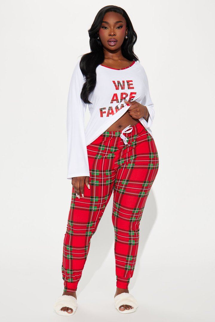 Merry Christmas Matching Family PJ Jogger Set - Red/White