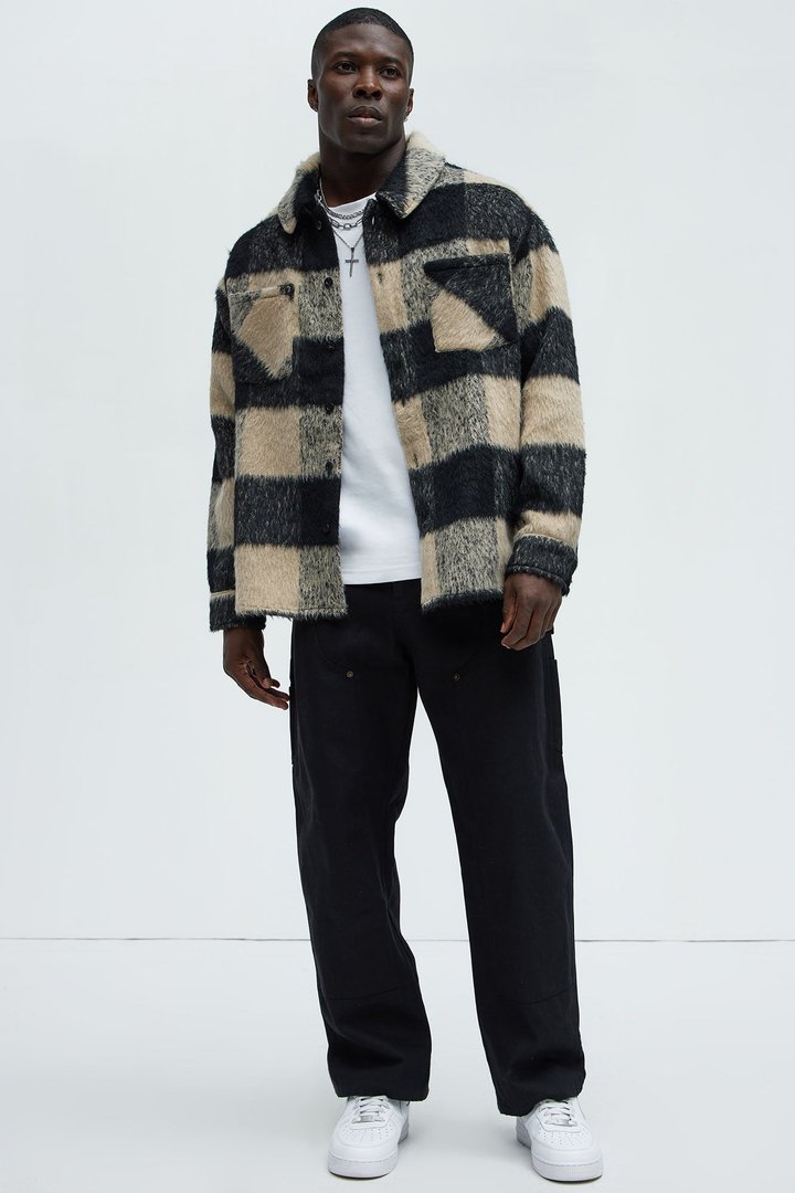 None Of That Matters Shacket - Black/combo