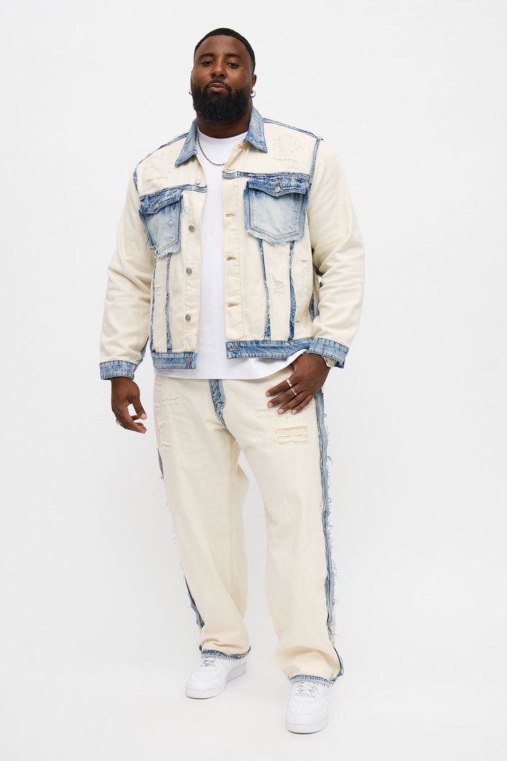 Relaxed Straight Benji Frayed Jean - Off White/combo