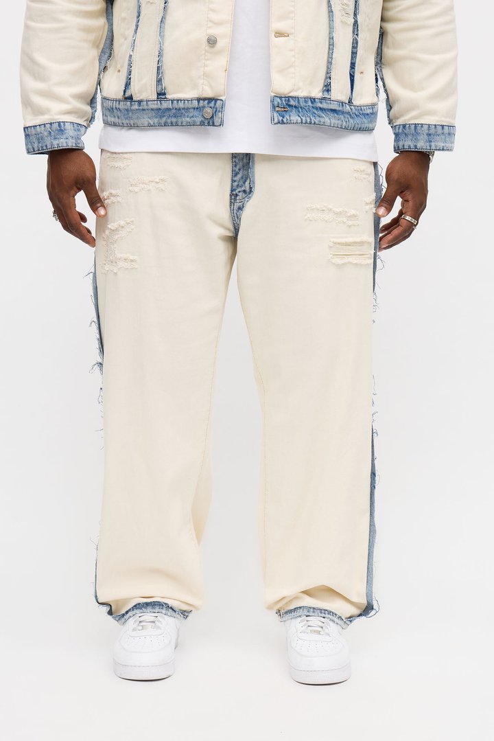 Relaxed Straight Benji Frayed Jean - Off White/combo