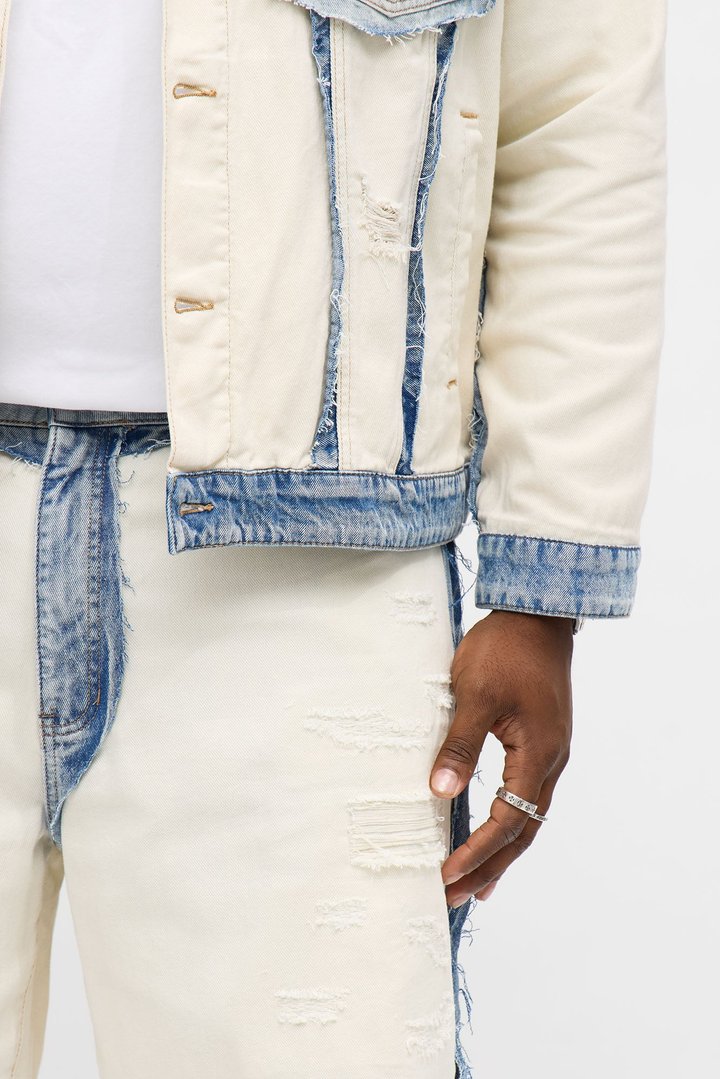Relaxed Straight Benji Frayed Jean - Off White/combo