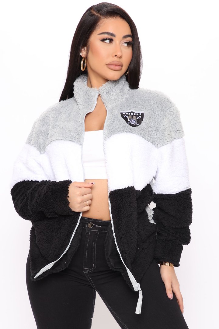 NFL Raiders Sherpa Jacket - Grey/Black
