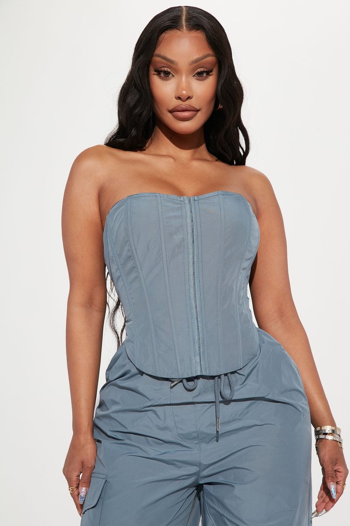 She's Just All That Pant Set - Slate Blue