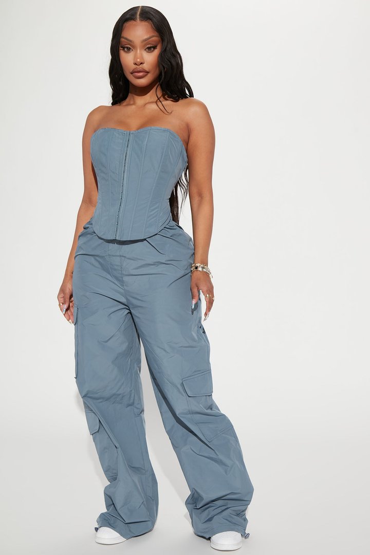 She's Just All That Pant Set - Slate Blue