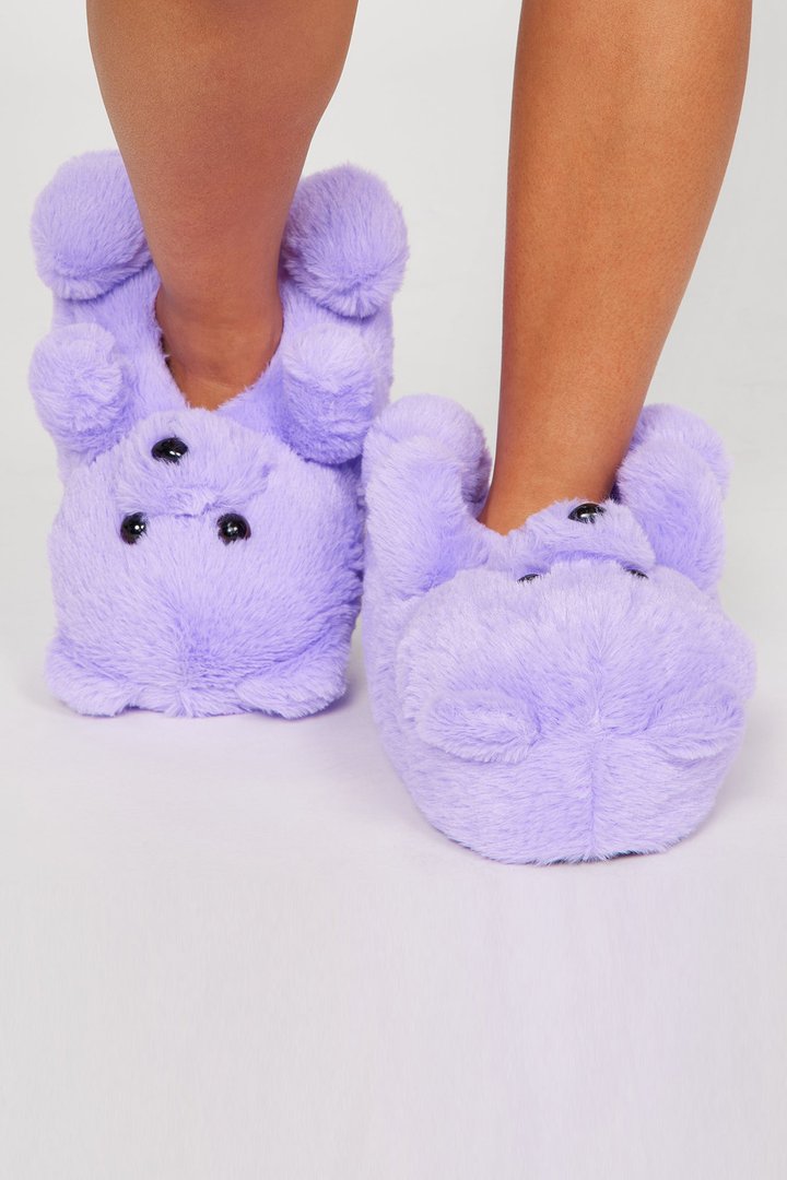 Cute And Cuddly Teddy Bear Slippers - Purple