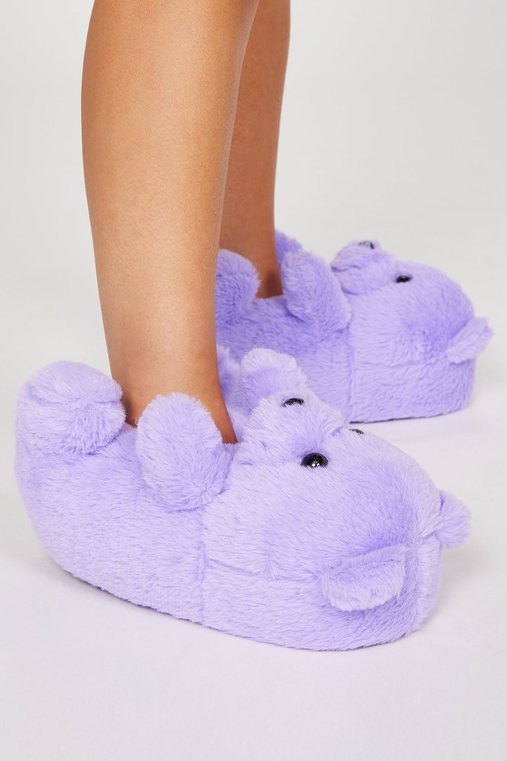 Cute And Cuddly Teddy Bear Slippers - Purple