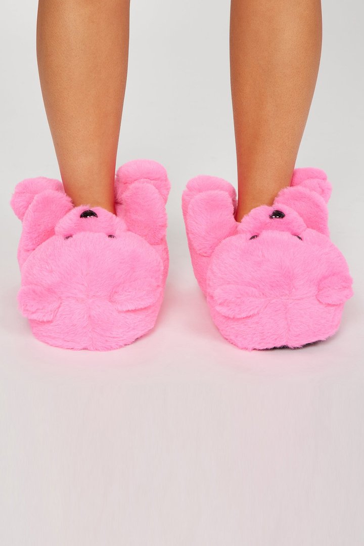 Cute And Cuddly Teddy Bear Slippers - Pink