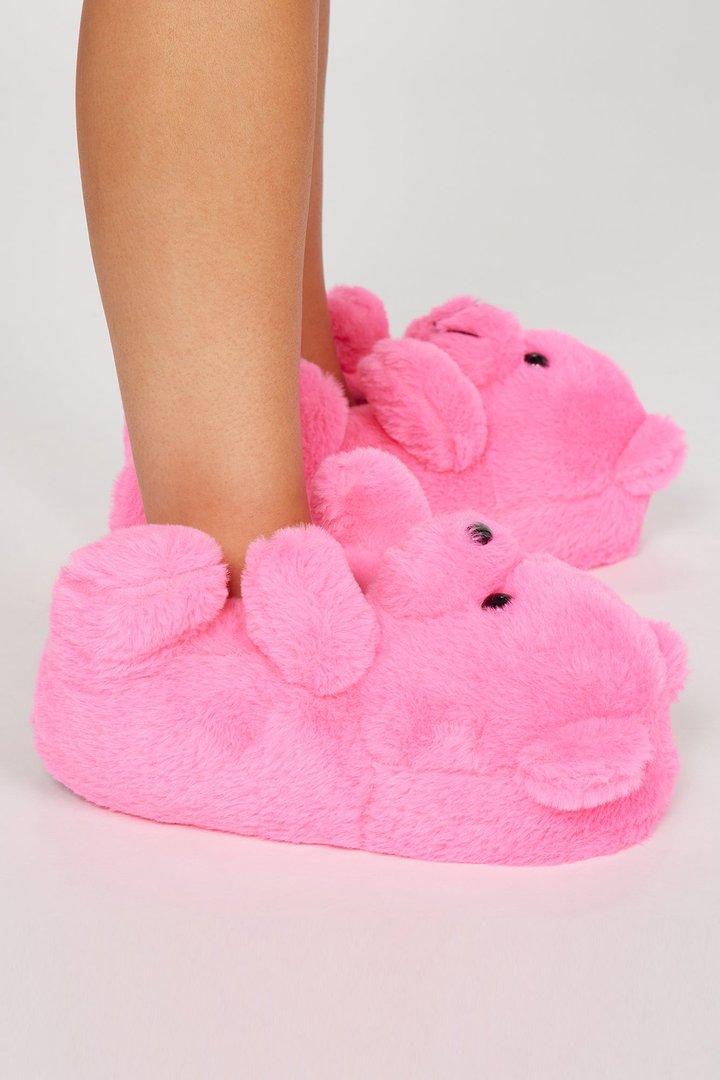 Cute And Cuddly Teddy Bear Slippers - Pink