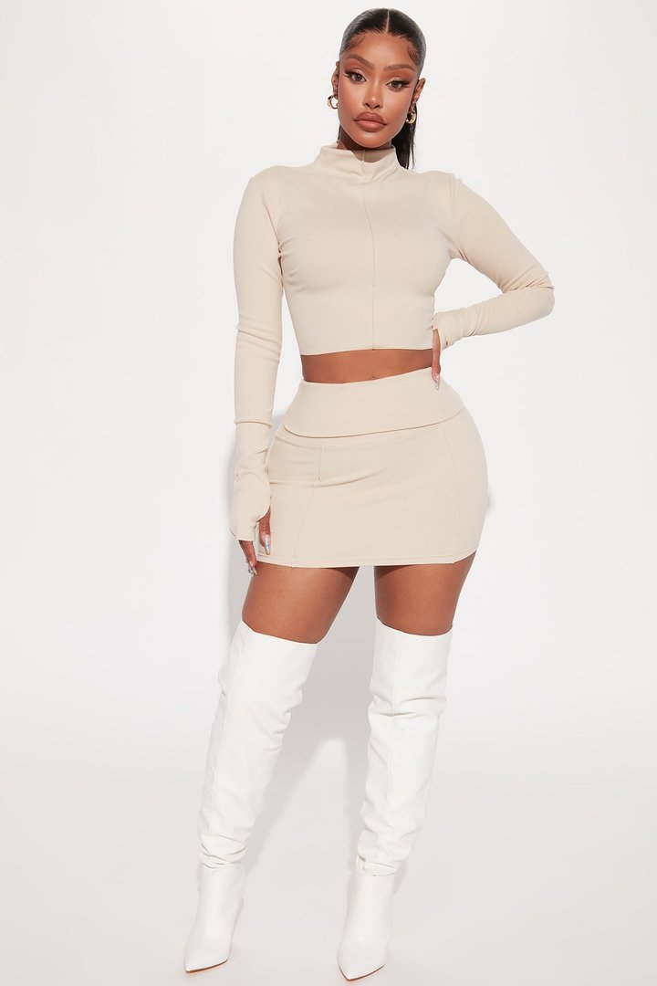 Just Over You Skirt Set - Beige