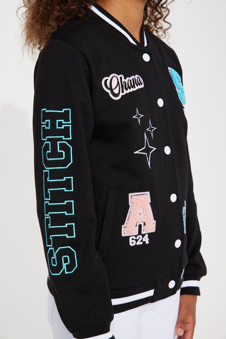 Mini Stitch And Angel Bomber Jacket - Black