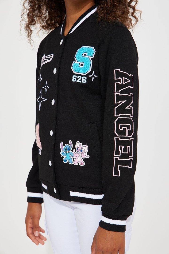 Mini Stitch And Angel Bomber Jacket - Black