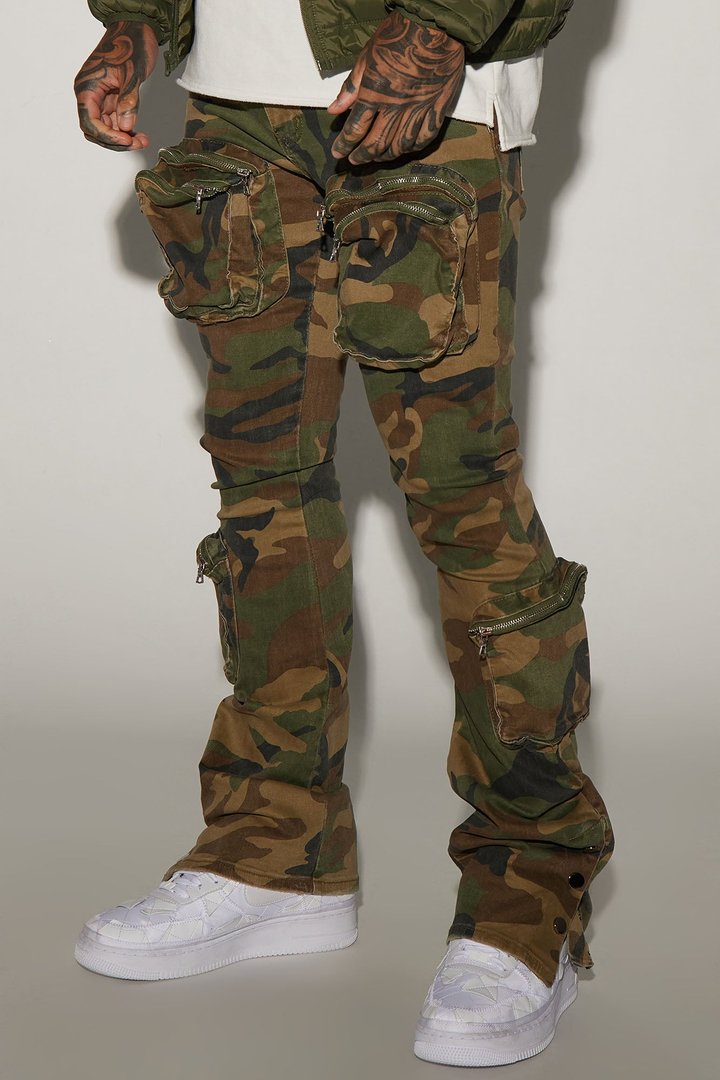 Round Up Stacked Skinny Flare Pants - Camouflage
