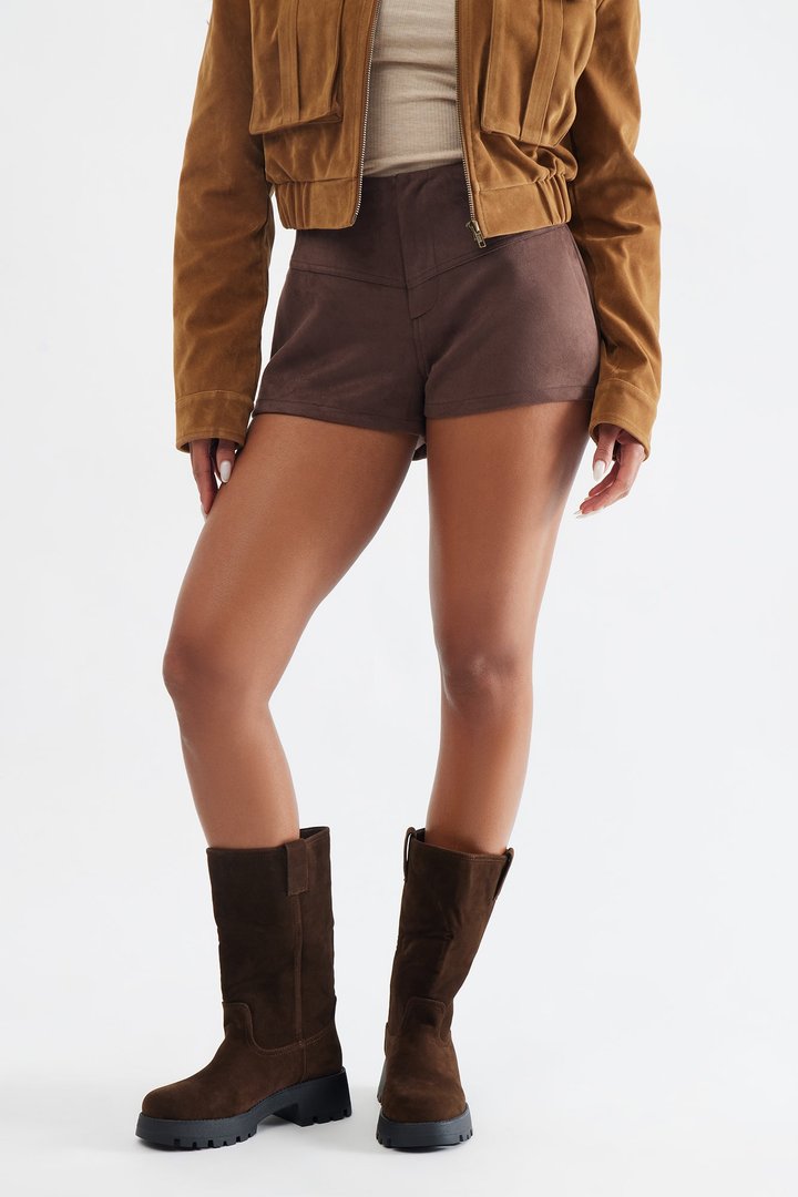 Monterey Faux Suede Boots - Chocolate
