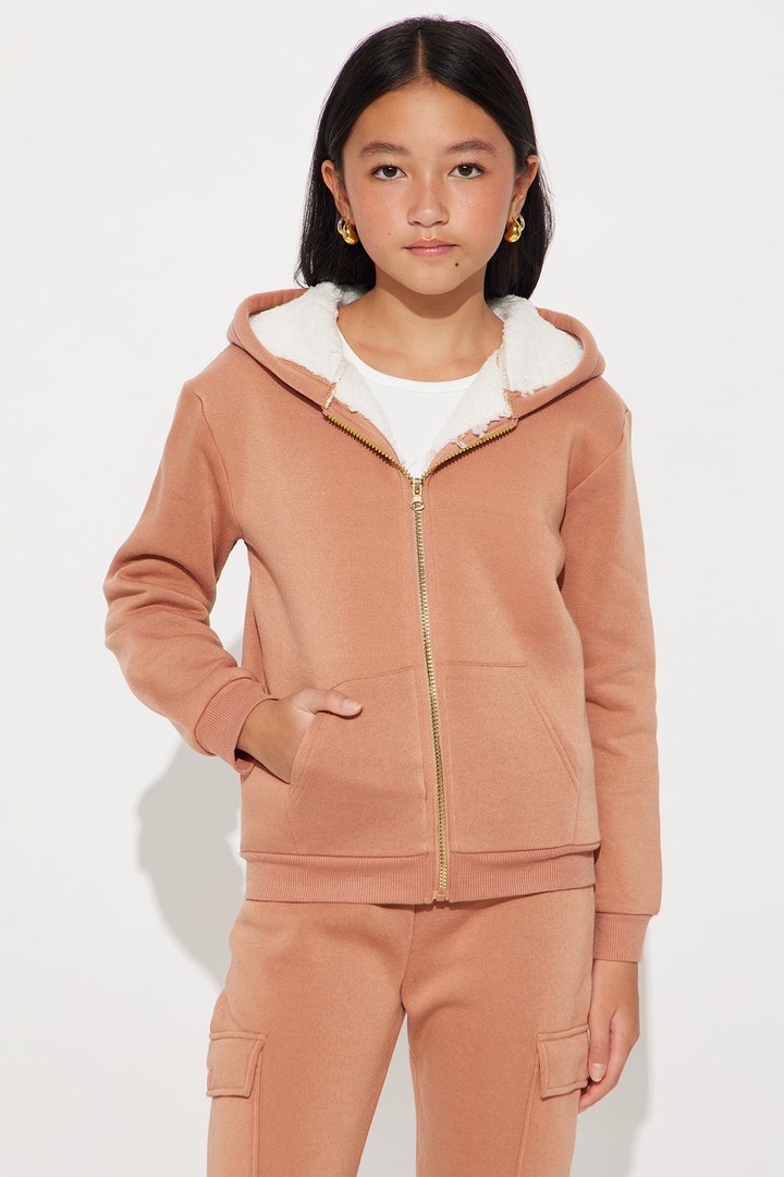 Mini Shayna Sherpa Lined Hoodie And Jogger Pant Set - Mocha