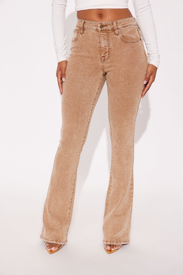 Highly Motivated Mid Rise Bootcut Jeans - Tan