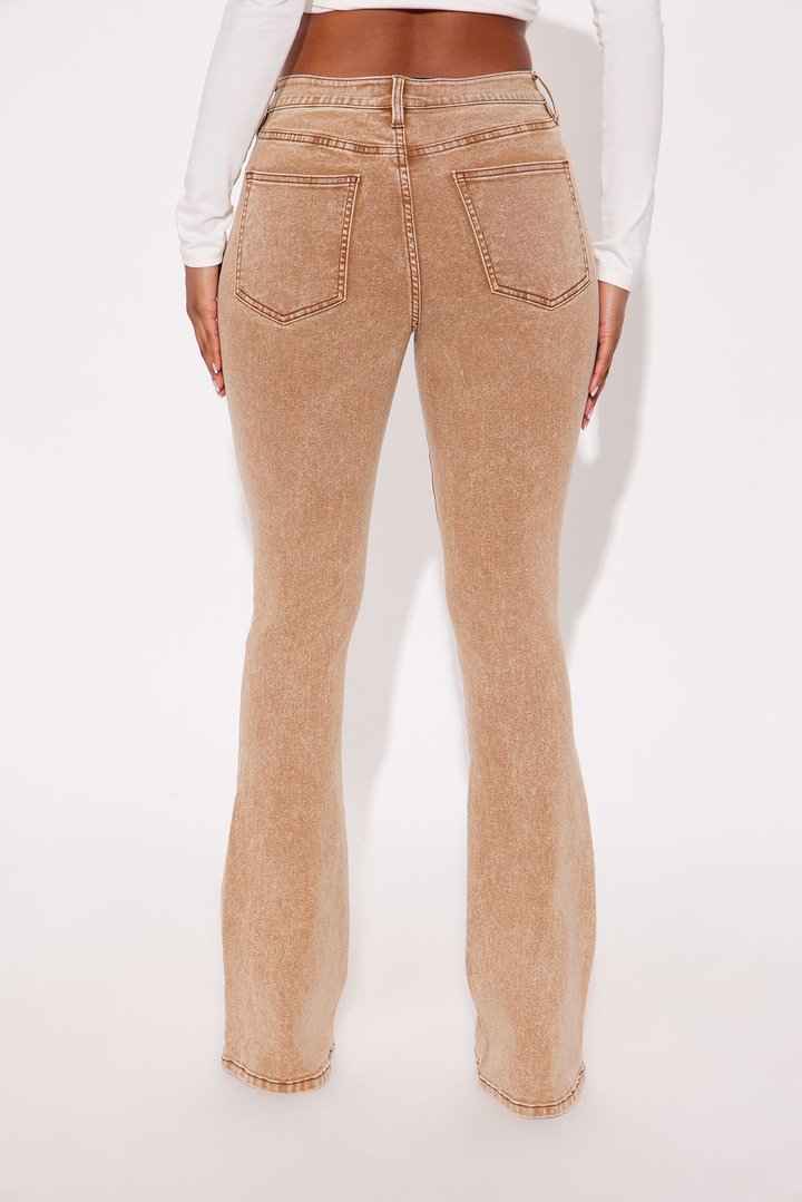 Highly Motivated Mid Rise Bootcut Jeans - Tan