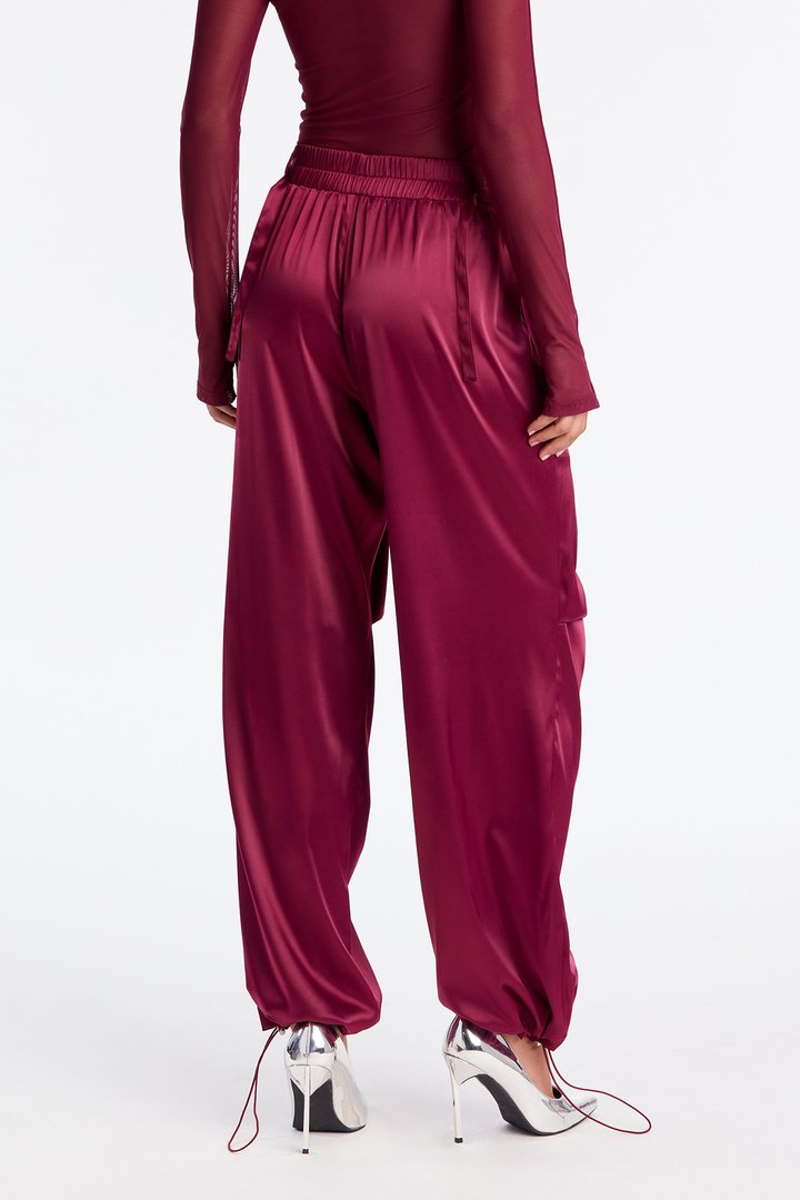Ambitious Babe Satin Jogger Pant 32 - Burgundy