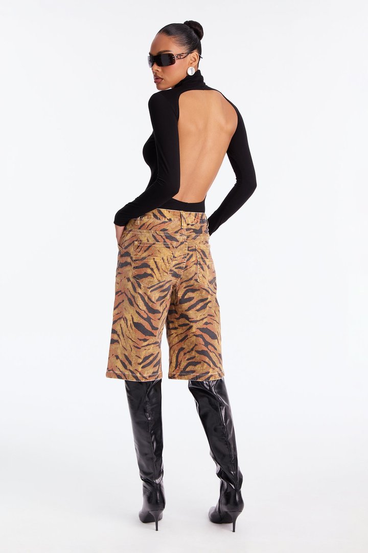 Five Star Safari Denim Jorts - Brown/combo