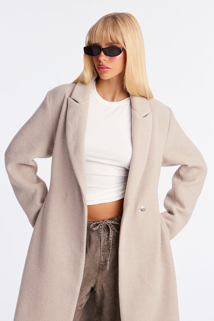 Natalie Wool Trench Coat - Stone