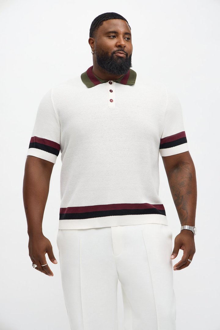Driftwood Colorblock Short Sleeve Polo - White/combo