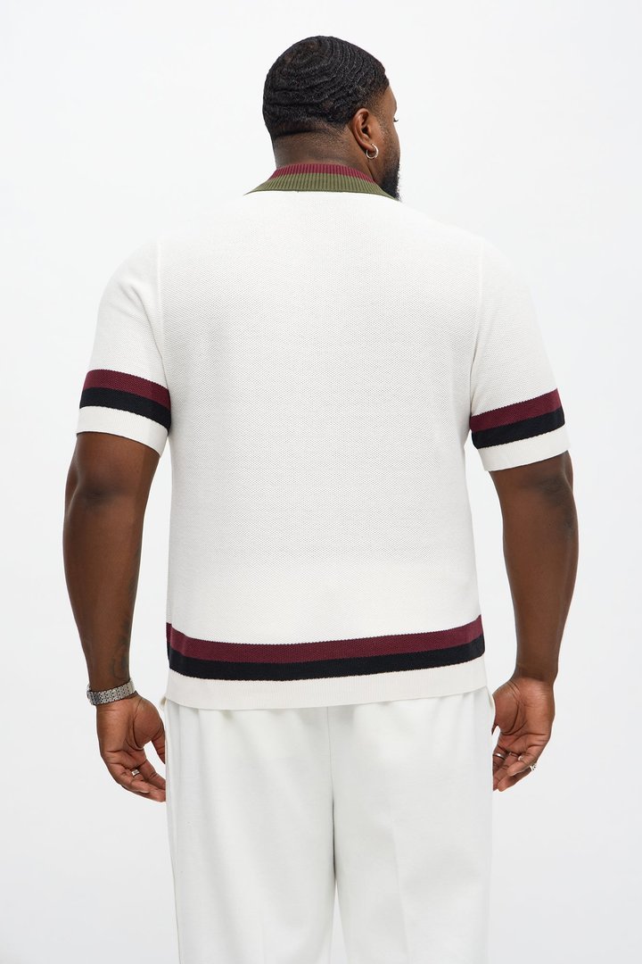 Driftwood Colorblock Short Sleeve Polo - White/combo