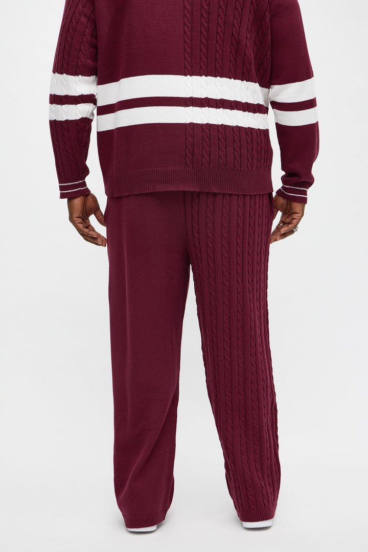 Preppy Life Sweater Knit Pant - Burgundy/combo