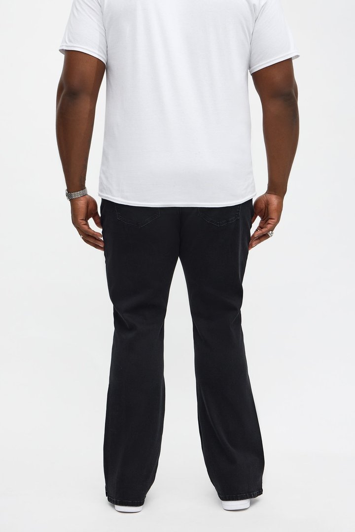 Stacked Slim Flare Tuxedo Jeweled Stripe Slit Jean - Black