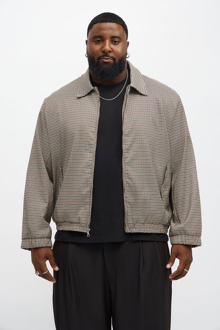 Lucky Seeker Plaid Bomber Jacket - Brown