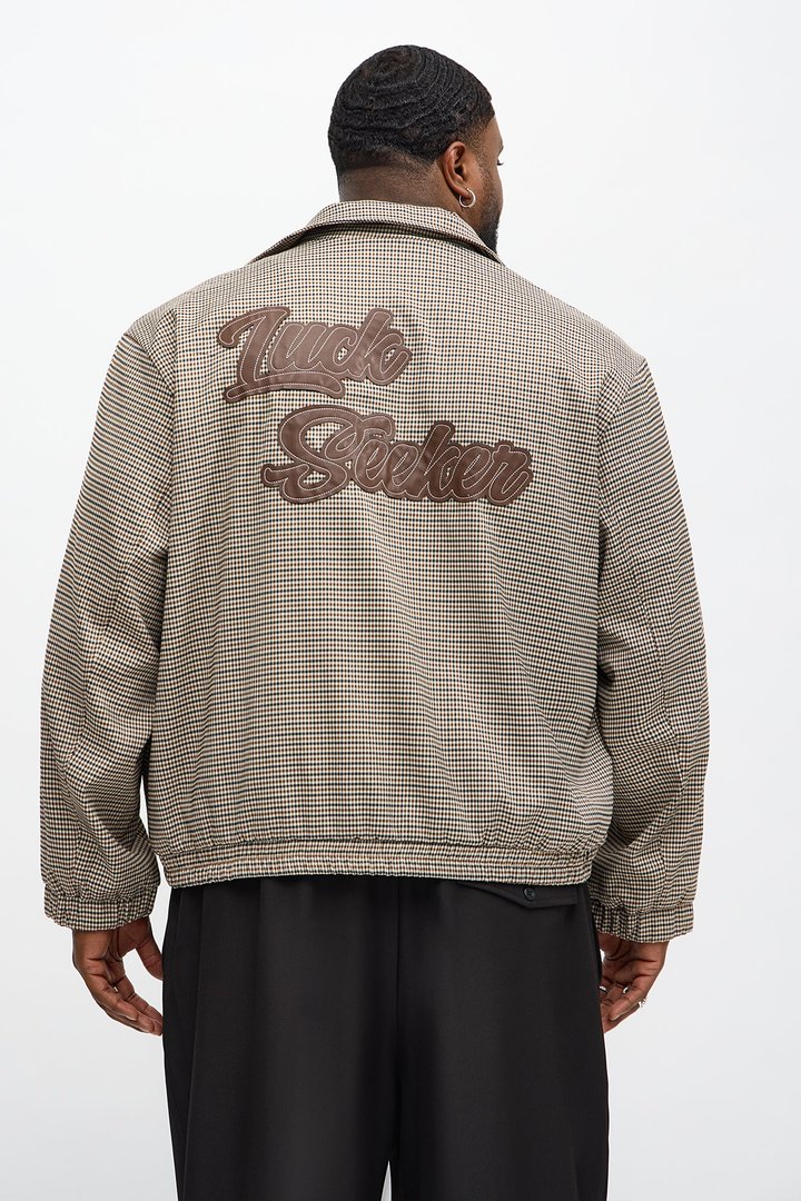 Lucky Seeker Plaid Bomber Jacket - Brown