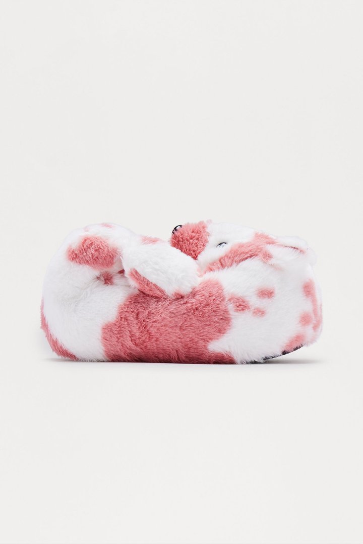 Camo Bear Faux Fur Slippers - Pink/combo