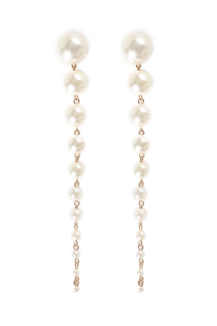 Pearly Icon Linear Earrings - Gold