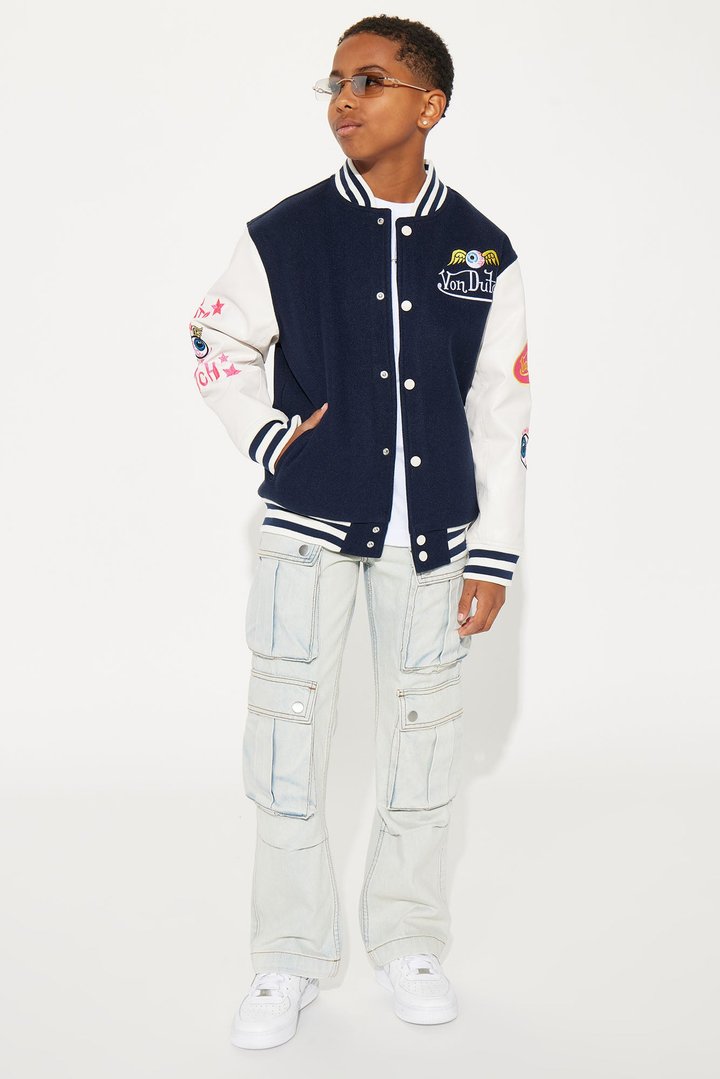 Mini Von Dutch Eyeball Varsity Jacket - Navy/combo