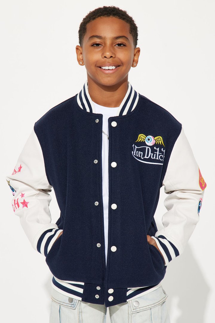 Mini Von Dutch Eyeball Varsity Jacket - Navy/combo