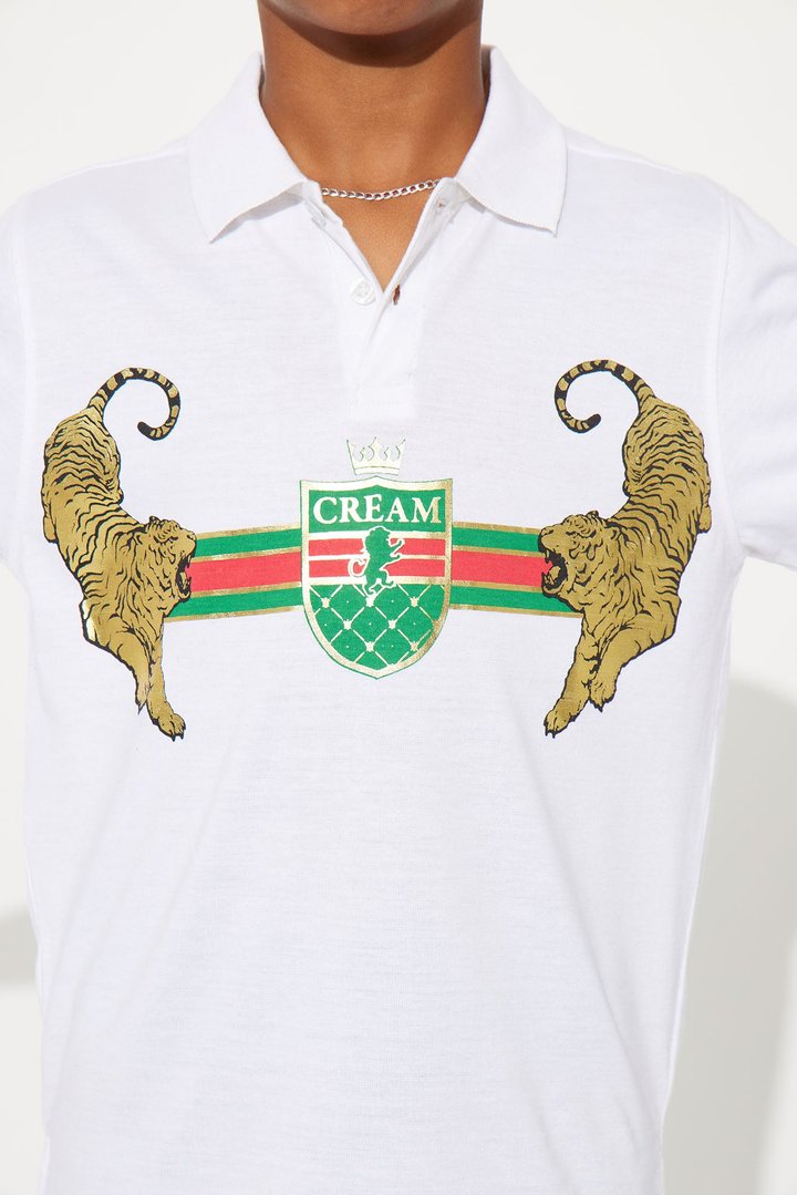 Mini King Of The Jungle Polo Knit Top - White